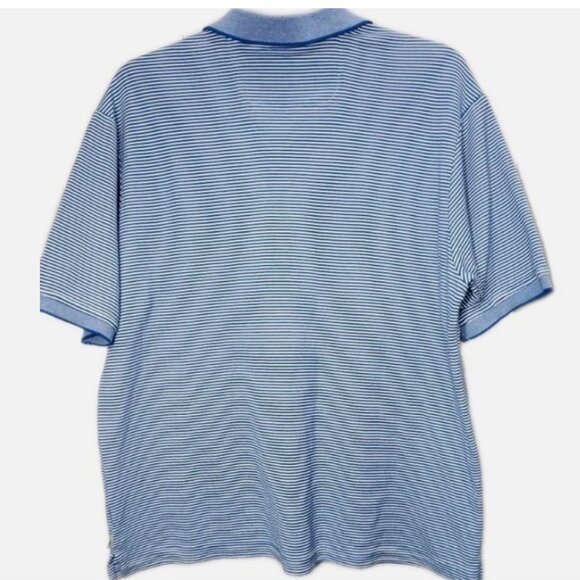 Tommy Bahama XL Blue White Striped Polo Shirt Marlin Logo Short Sleeve Casual - Picture 2 of 7